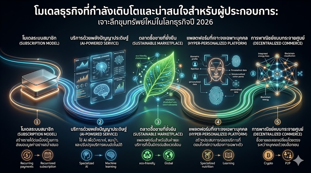โมเดลธุรกิจที่กำลังเติบโตและน่าสนใจสำหรับผู้ประกอบการ: เจาะลึกขุมทรัพย์ใหม่ในโลกธุรกิจปี 2026